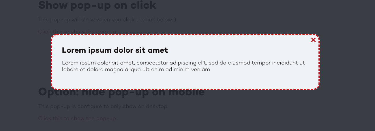 Advanced pop up