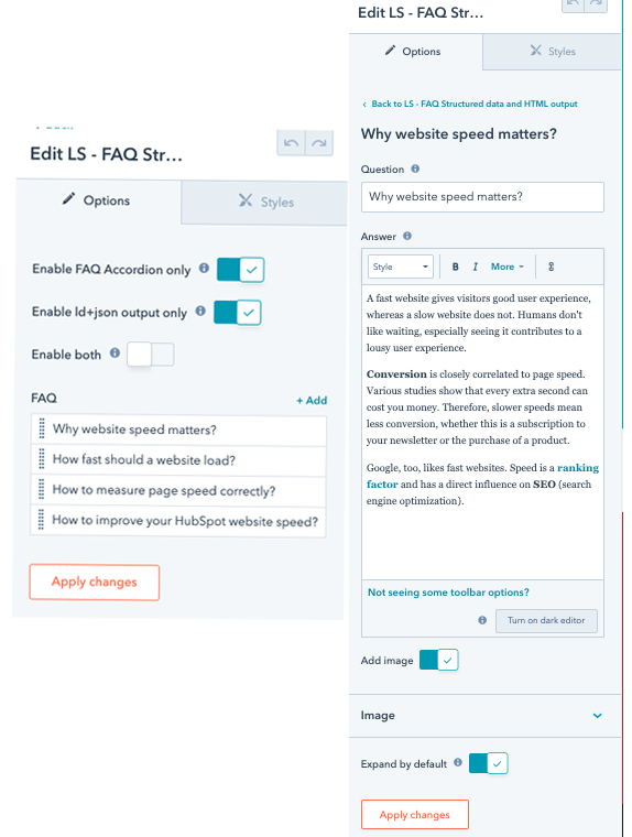 Accordion FAQ structured data