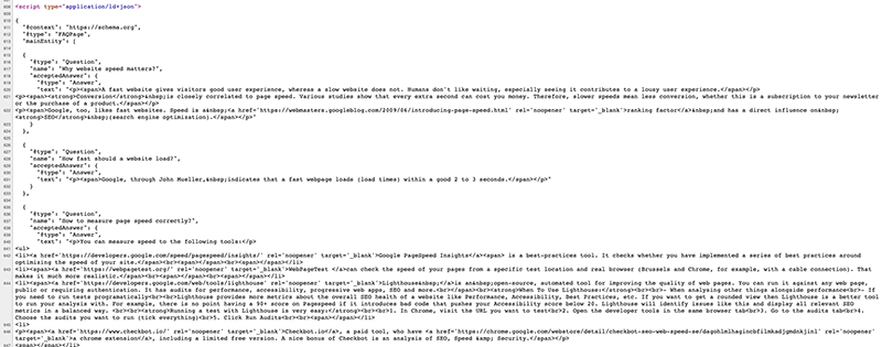 Accordion FAQ structured data