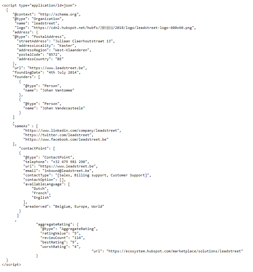 Organization structured data