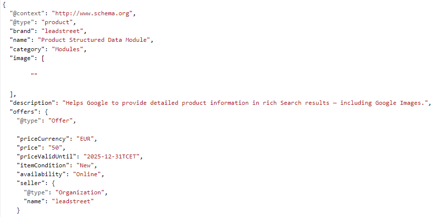 product structured data