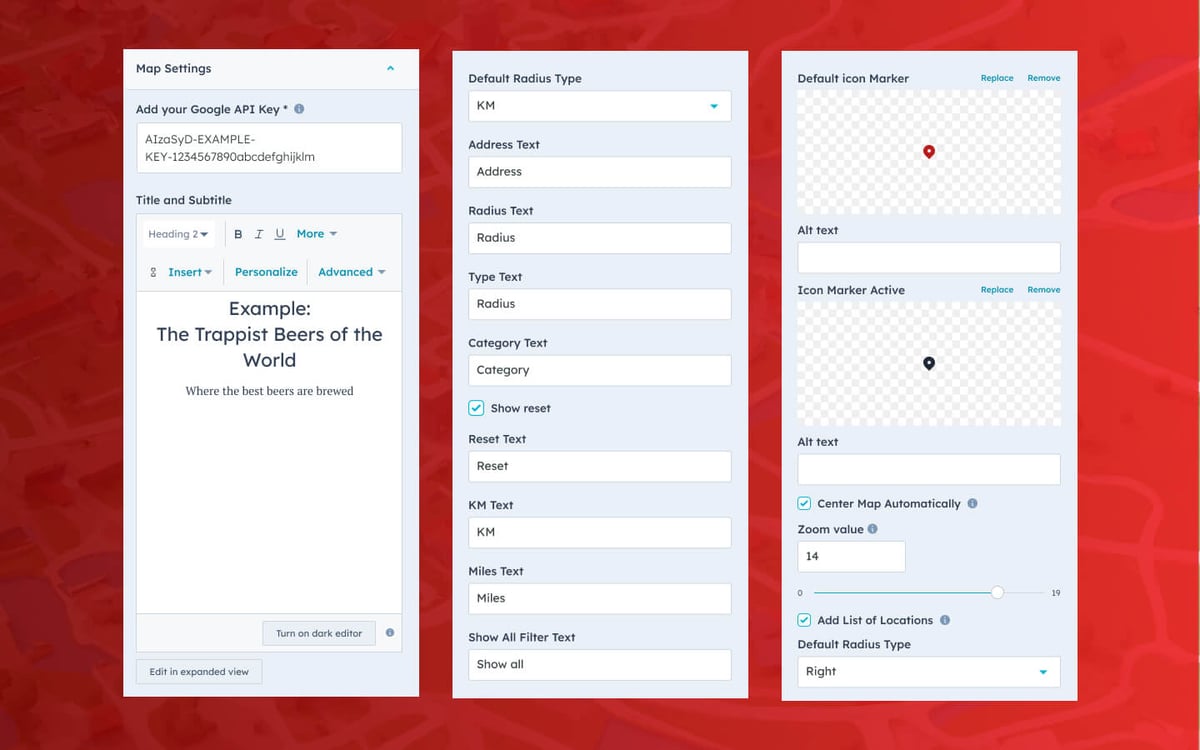 Store locator on Google Maps with radius